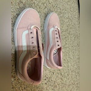 Vans Low-Top Canvas Sneakers in Light Pink with White Stripe
